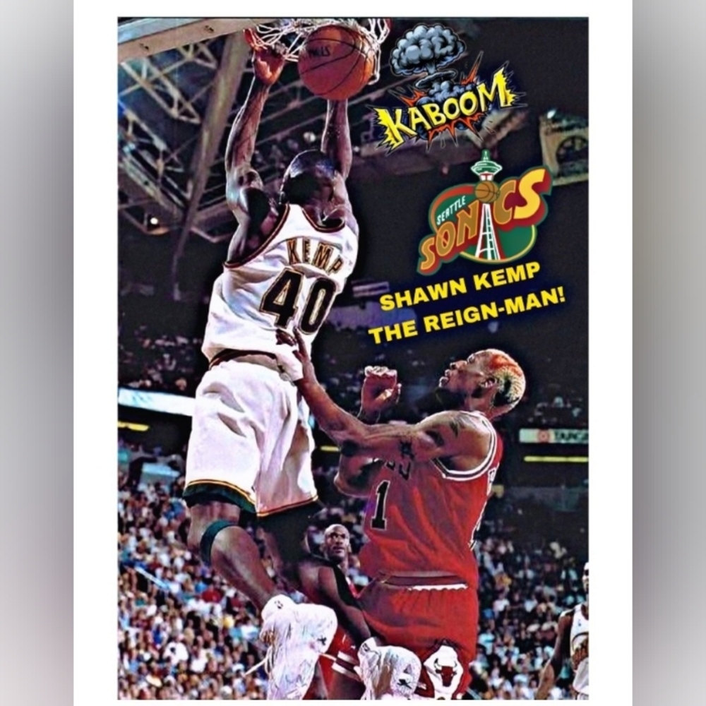 NEW SHAWN KEMP SUPERSONICS SELF CREATED ORIGINAL 8.5x11 GLOSSY KABOOM💥POSTER!🤩